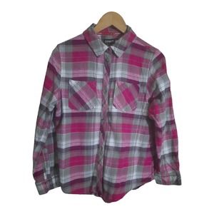 Canada Weather Gear Womens Pink Gray Flannel Shirt Size Large